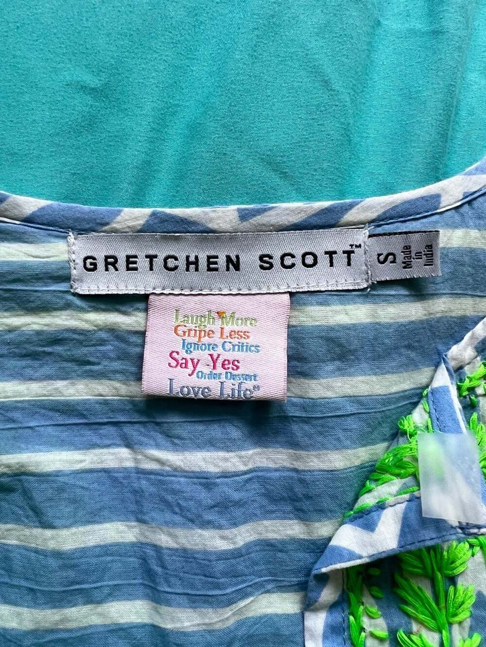 Gretchen Scott Size S Coastal Geometric Embroidered Tunic - Picture 8 of 9
